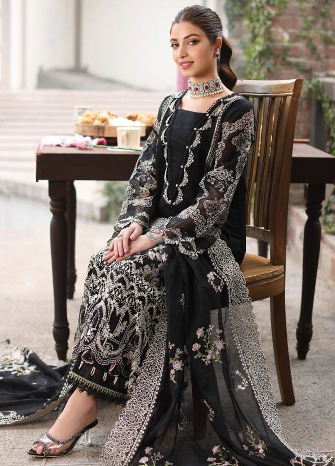 Kahf Embroidered Lawn Suit Unstitched 3 Piece KHF24FL KFL-06 Noor - Luxury Summer Collection