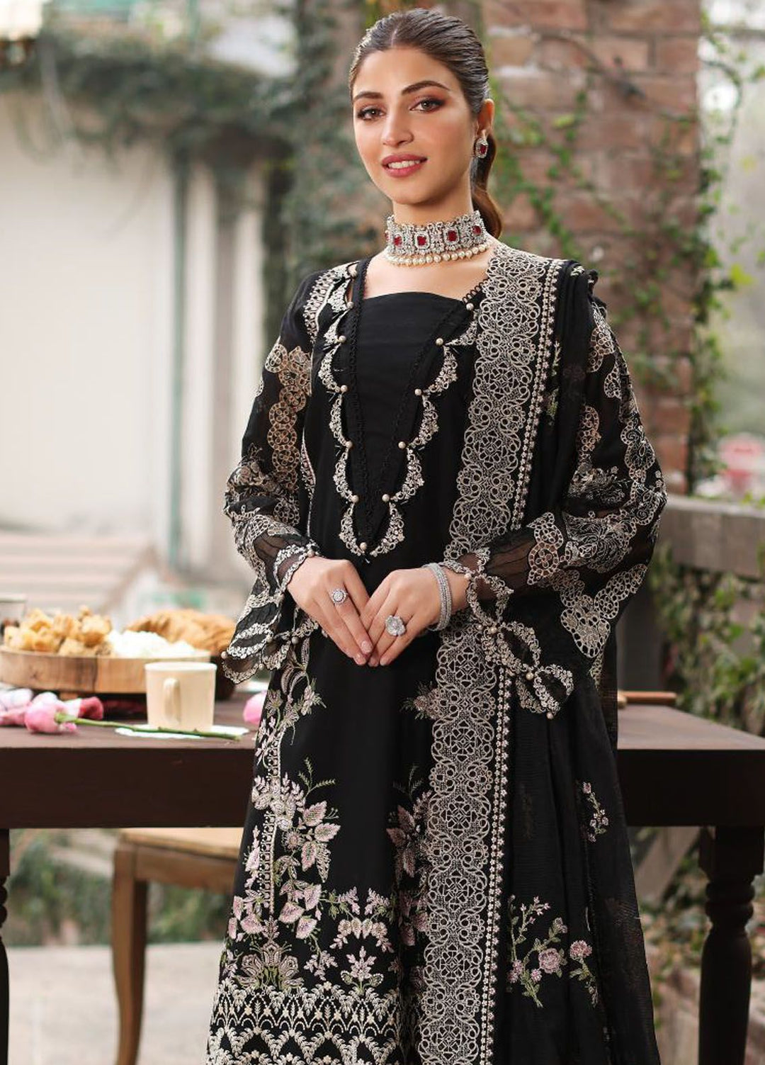Kahf Embroidered Lawn Suit Unstitched 3 Piece KHF24FL KFL-06 Noor - Luxury Summer Collection