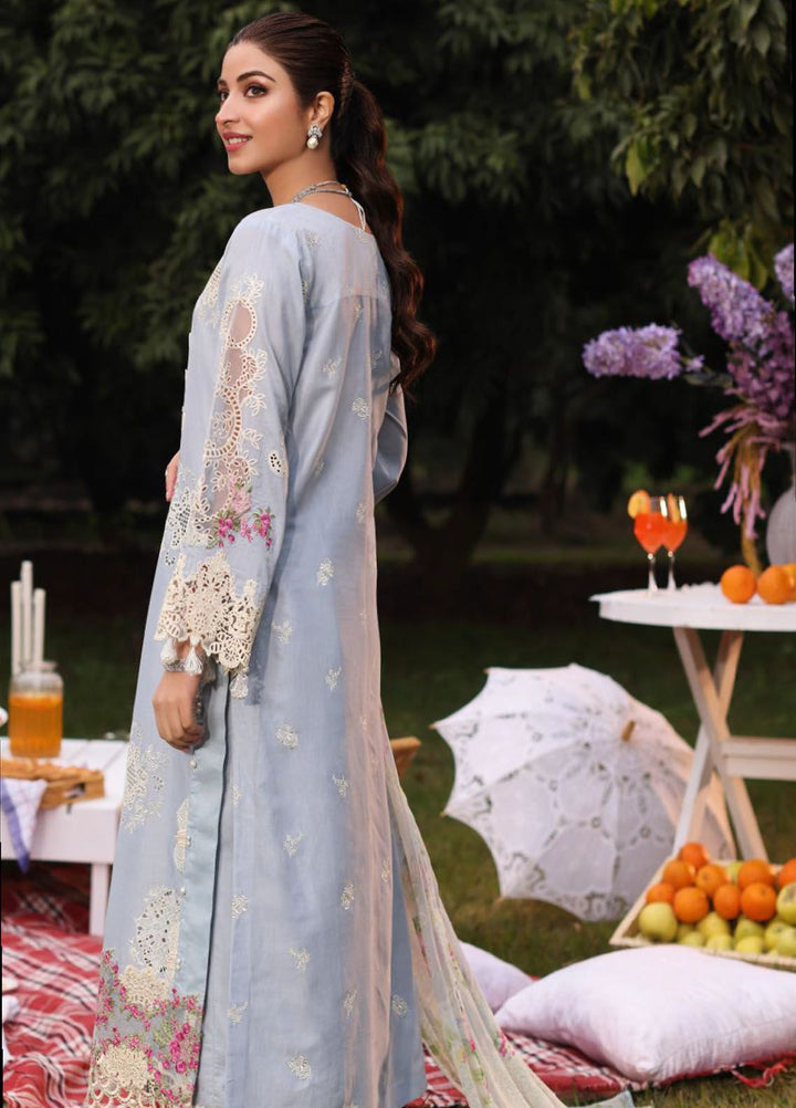 Kahf Embroidered Lawn Suit Unstitched 3 Piece KHF24FL KFL-08 A Firuza - Luxury Summer Collection