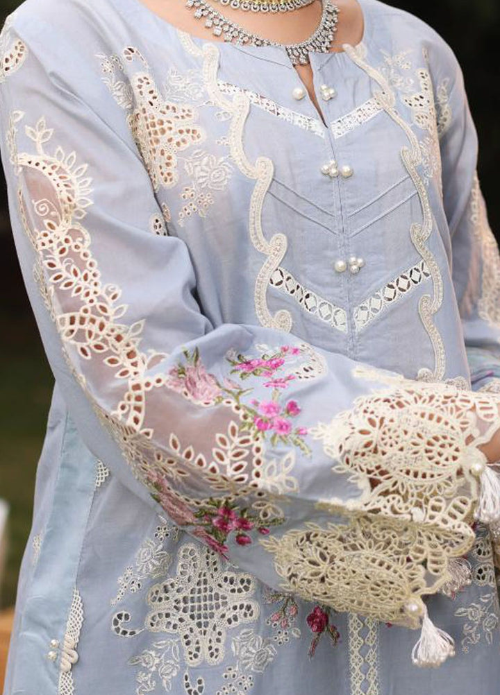 Kahf Embroidered Lawn Suit Unstitched 3 Piece KHF24FL KFL-08 A Firuza - Luxury Summer Collection