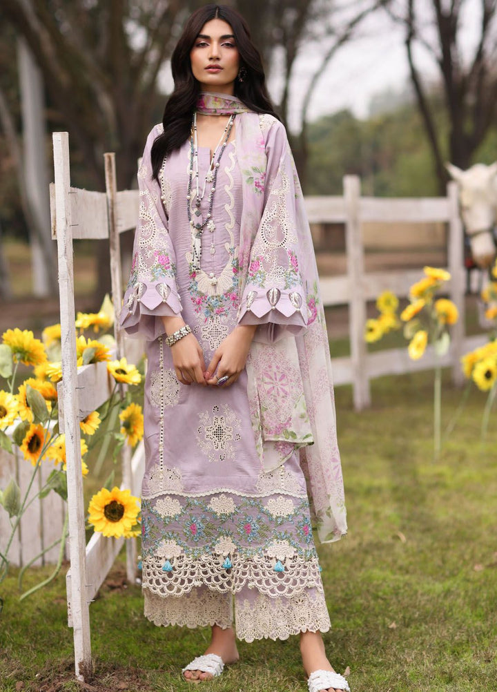 Kahf Embroidered Lawn Suit Unstitched 3 Piece KHF24FL KFL-08 B Elaya - Luxury Summer Collection