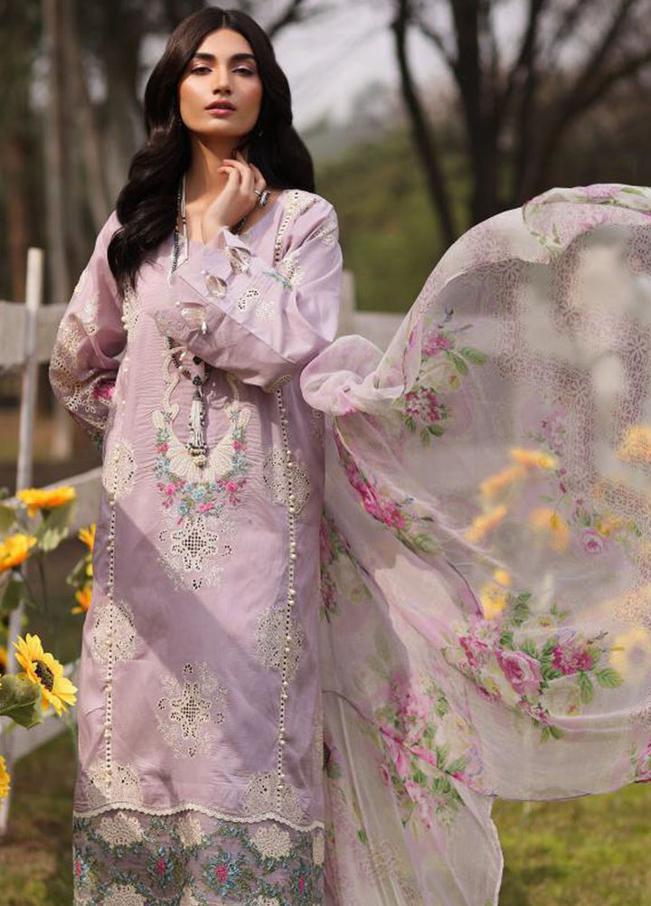 Kahf Embroidered Lawn Suit Unstitched 3 Piece KHF24FL KFL-08 B Elaya - Luxury Summer Collection
