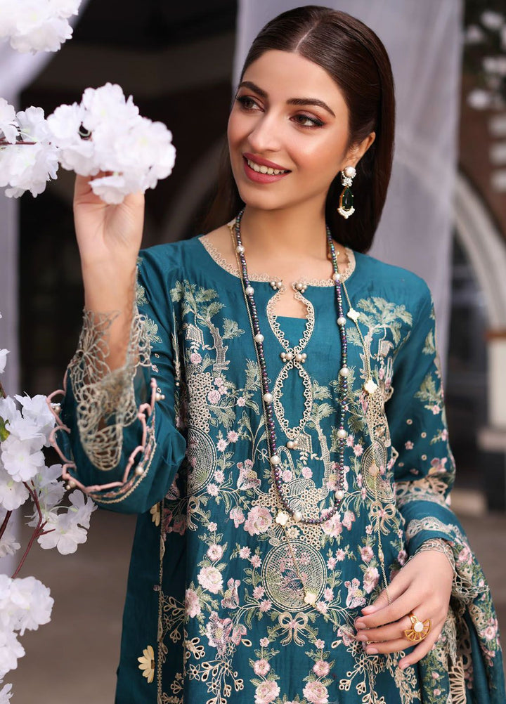 Kahf Embroidered Lawn Suit Unstitched 3 Piece KHF24FL KFL-09 A Bano - Luxury Summer Collection