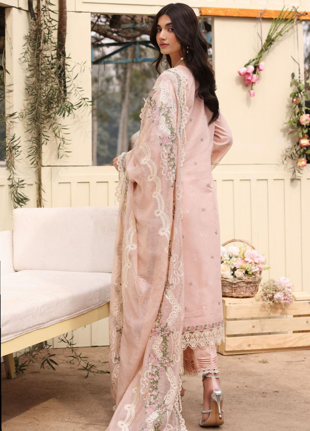 Kahf Embroidered Lawn Suit Unstitched 3 Piece KHF24FL KFL-09 B Nora - Luxury Summer Collection