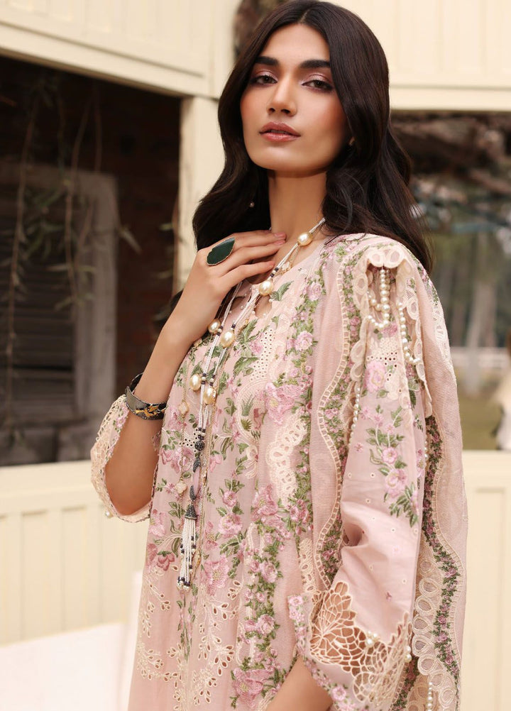 Kahf Embroidered Lawn Suit Unstitched 3 Piece KHF24FL KFL-09 B Nora - Luxury Summer Collection