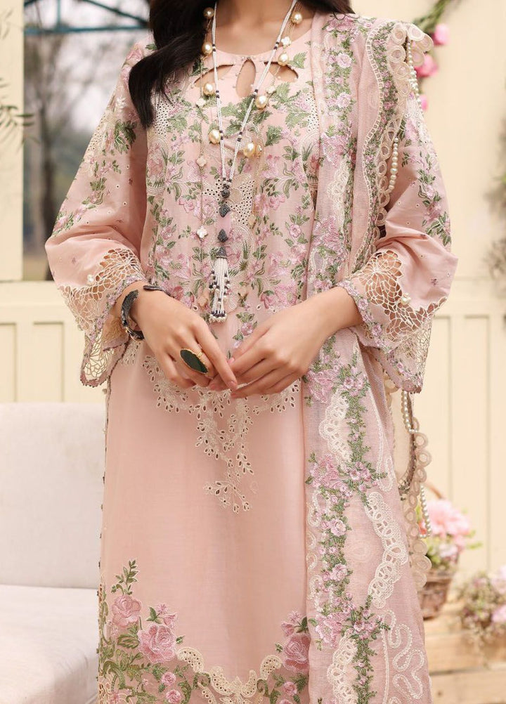 Kahf Embroidered Lawn Suit Unstitched 3 Piece KHF24FL KFL-09 B Nora - Luxury Summer Collection