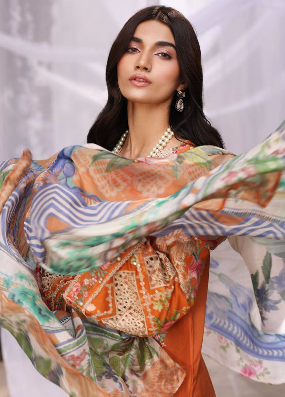 Kahf Embroidered Lawn Suit Unstitched 3 Piece KHF24FL KFL-10 Maya - Luxury Summer Collection