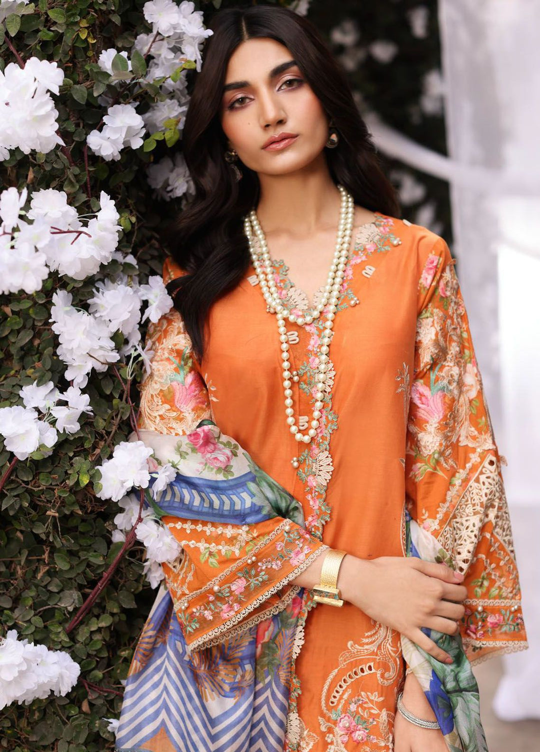 Kahf Embroidered Lawn Suit Unstitched 3 Piece KHF24FL KFL-10 Maya - Luxury Summer Collection