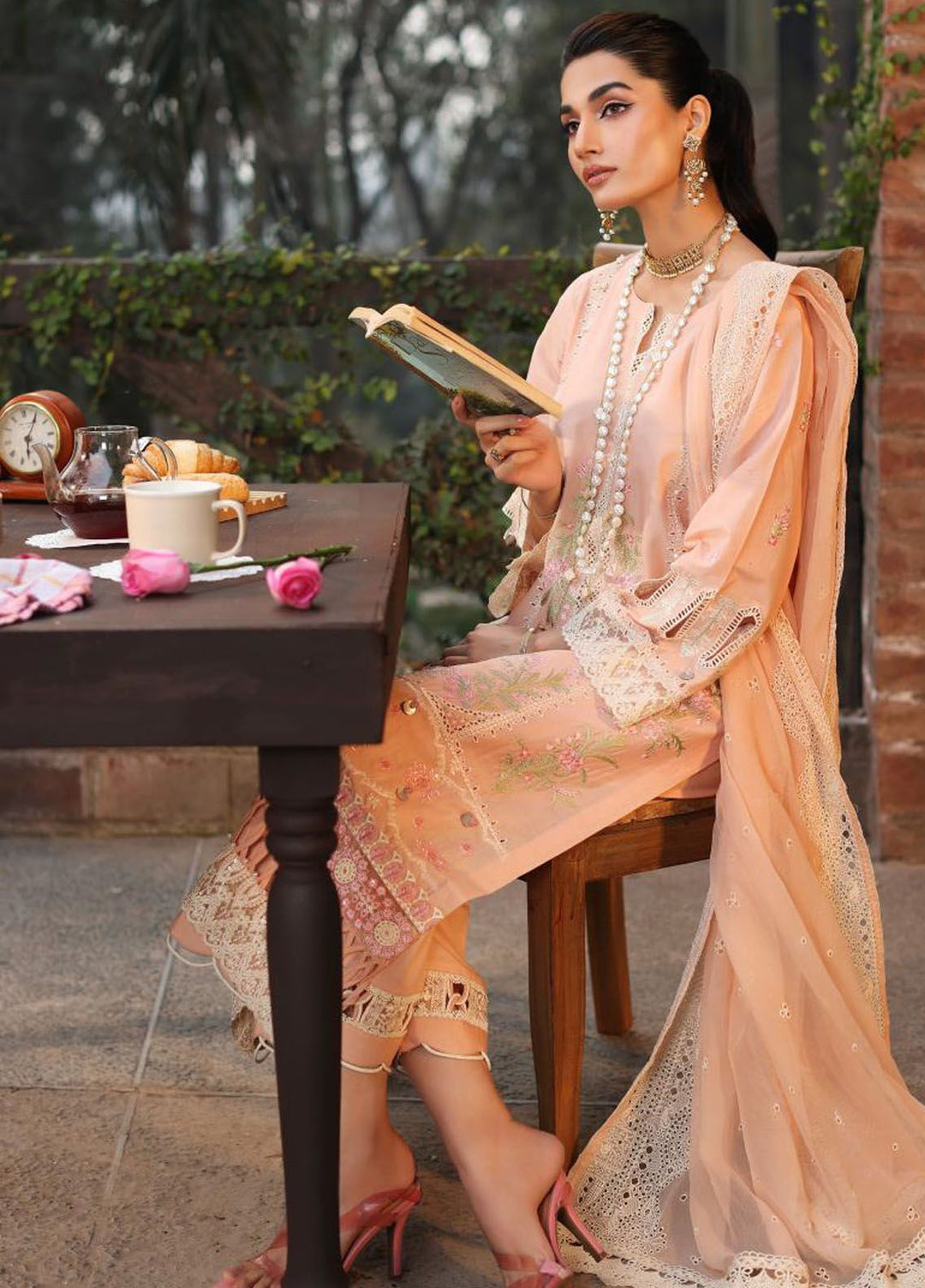 Kahf Embroidered Lawn Suit Unstitched 3 Piece KHF24FL KFL-11 Maahru - Luxury Summer Collection
