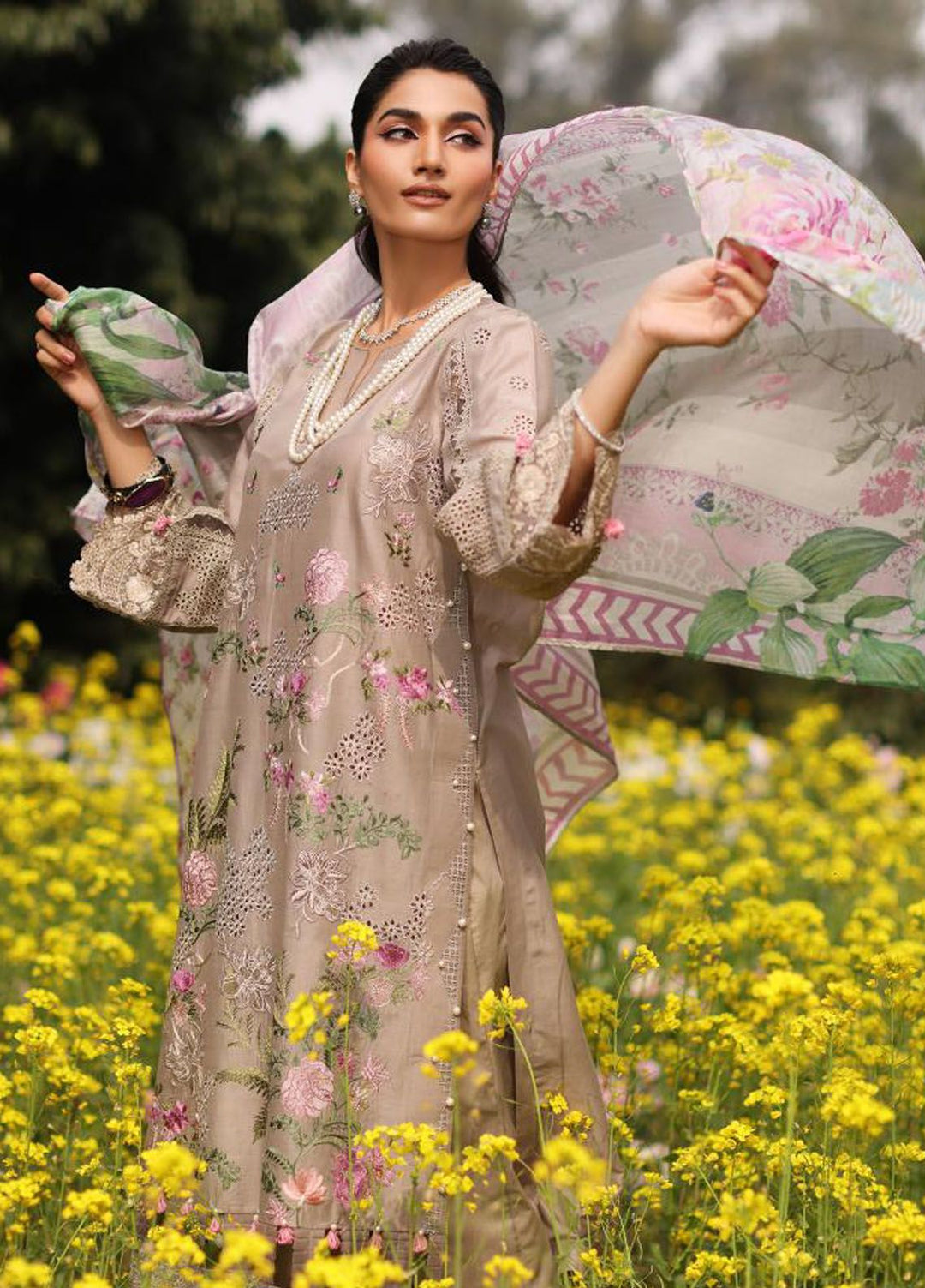 Kahf Embroidered Lawn Suit Unstitched 3 Piece KHF24FL KFL-12 Heer - Luxury Summer Collection