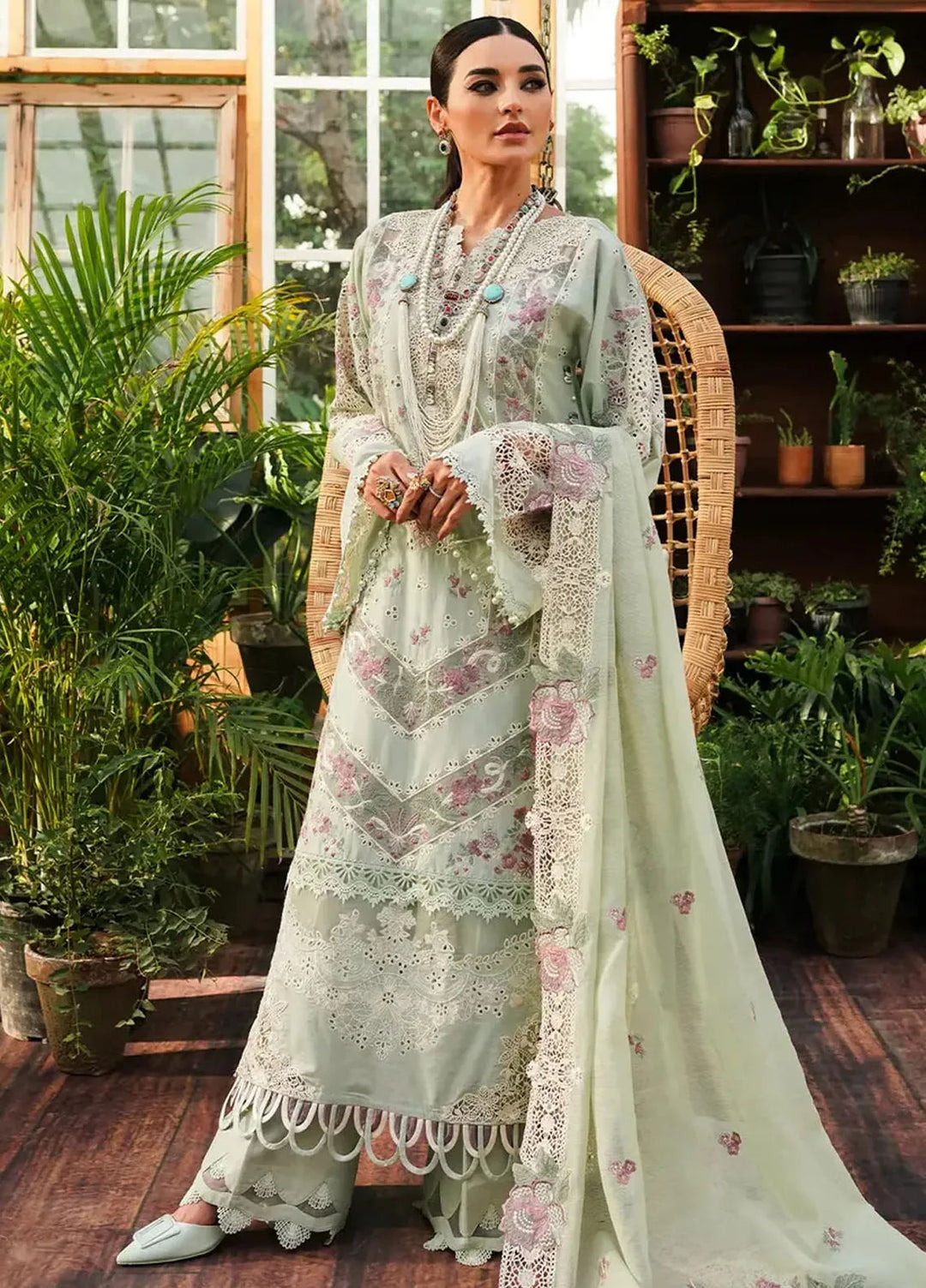 Kahf Embroidered Lawn Suit Unstitched 3 Piece KHF24L KLE-1A - Luxury Collection