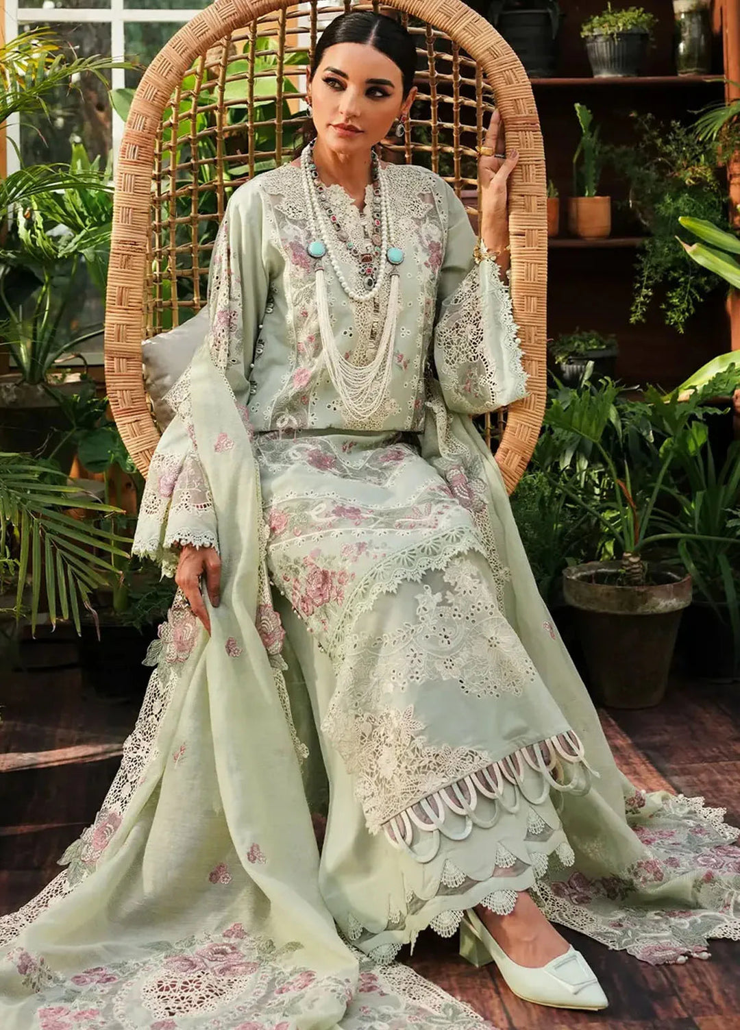 Kahf Embroidered Lawn Suit Unstitched 3 Piece KHF24L KLE-1A - Luxury Collection