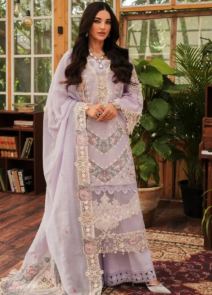 Kahf Embroidered Lawn Suit Unstitched 3 Piece KHF24L KLE-1B - Luxury Collection