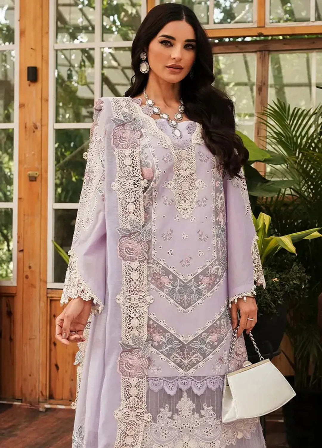 Kahf Embroidered Lawn Suit Unstitched 3 Piece KHF24L KLE-1B - Luxury Collection