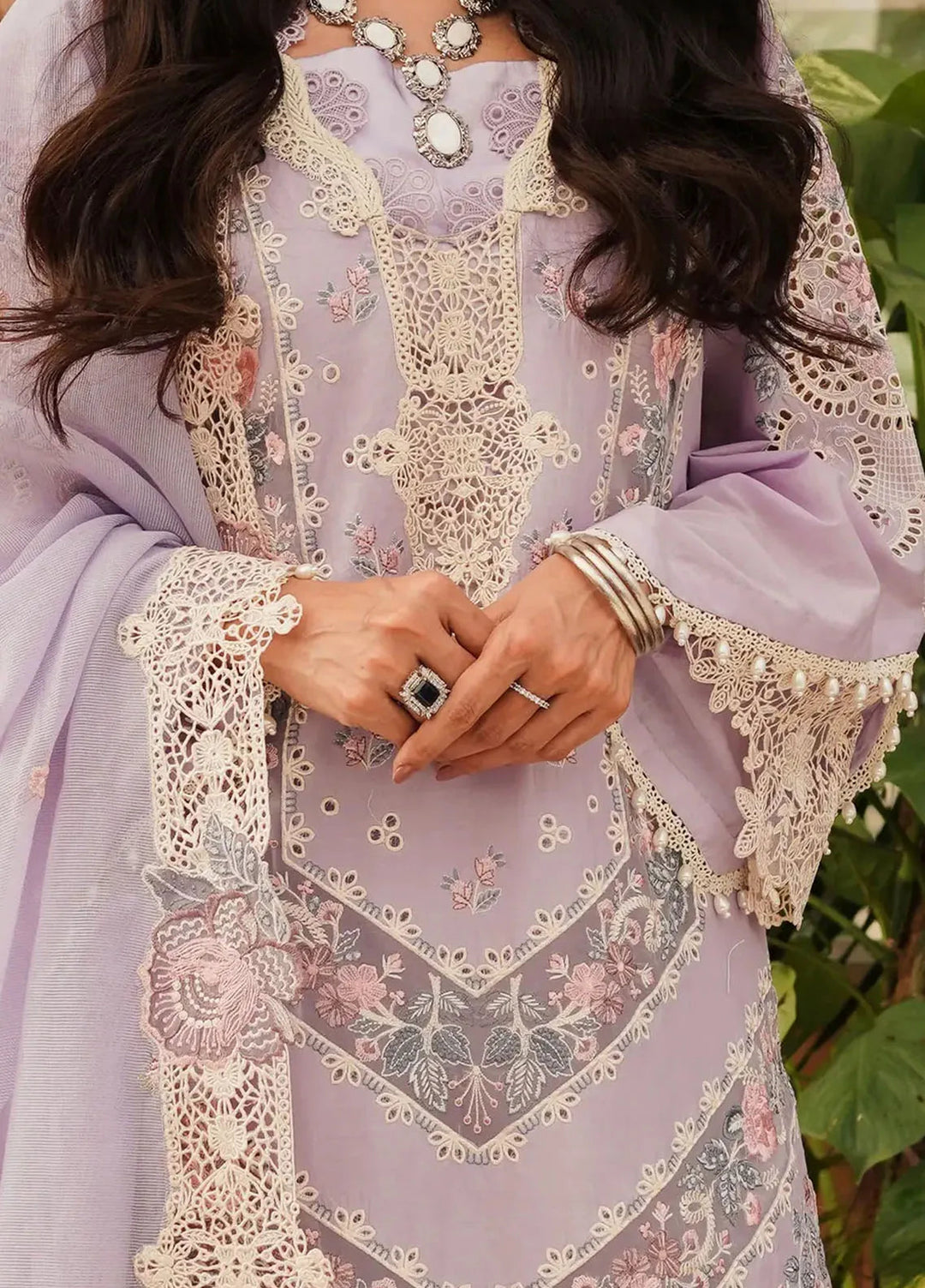 Kahf Embroidered Lawn Suit Unstitched 3 Piece KHF24L KLE-1B - Luxury Collection