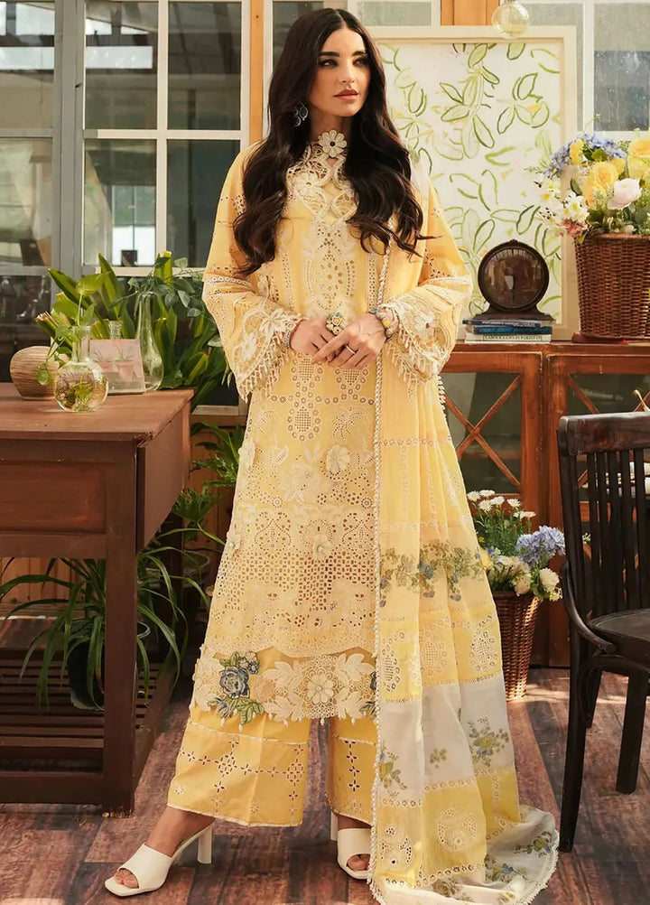 Kahf Embroidered Lawn Suit Unstitched 3 Piece KHF24L KLE-2 - Luxury Collection