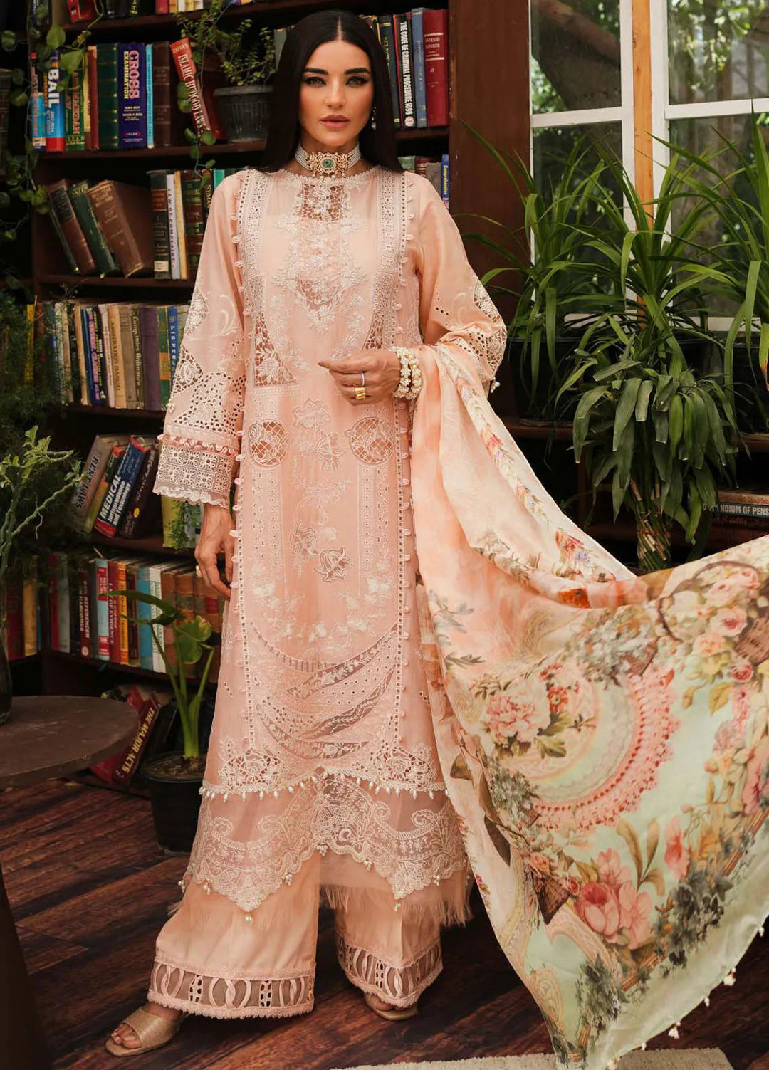 Kahf Embroidered Lawn Suit Unstitched 3 Piece KHF24L KLE-3A - Luxury Collection