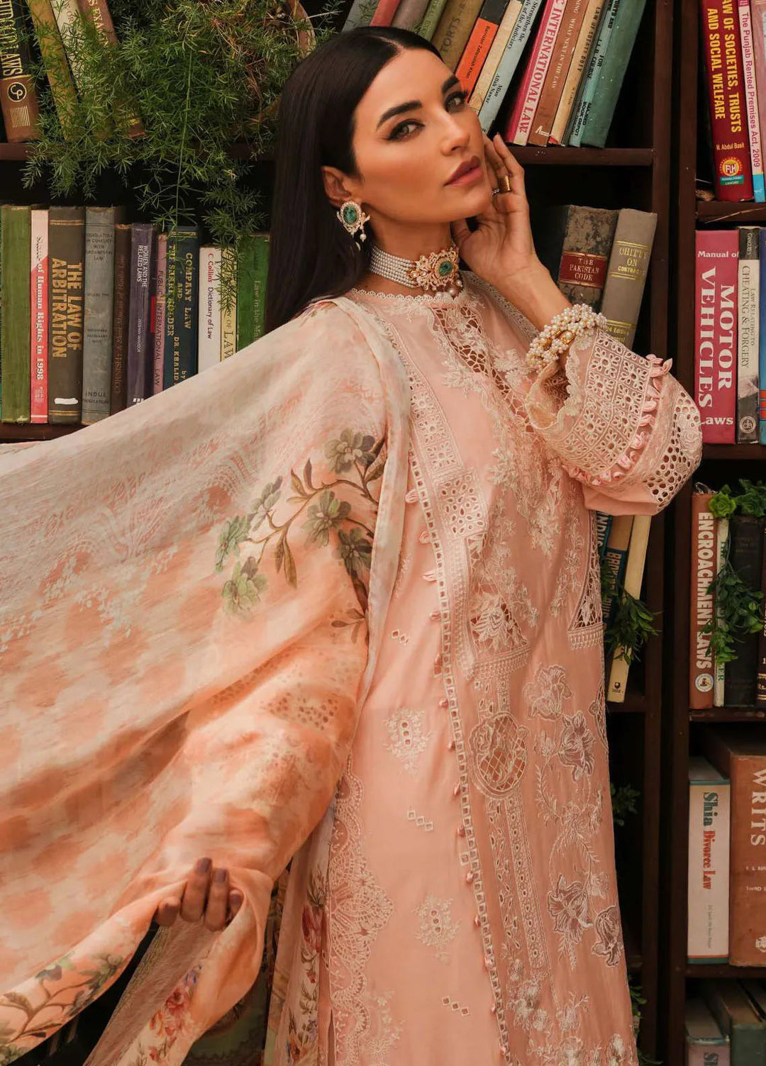 Kahf Embroidered Lawn Suit Unstitched 3 Piece KHF24L KLE-3A - Luxury Collection