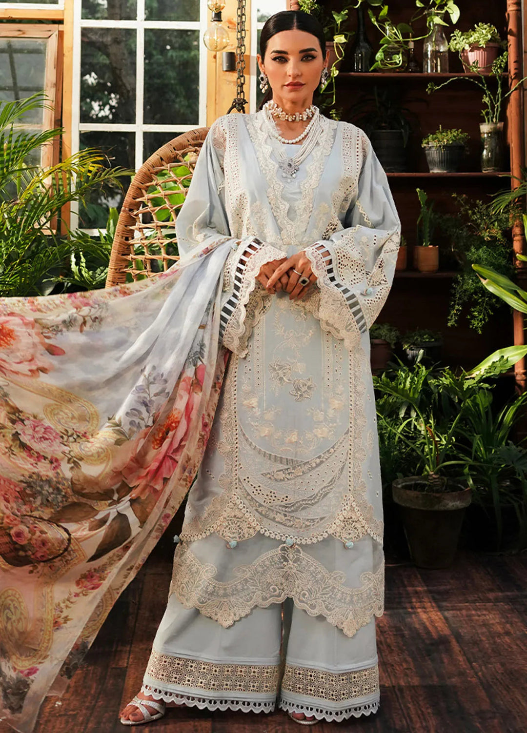 Kahf Embroidered Lawn Suit Unstitched 3 Piece KHF24L KLE-3B - Luxury Collection