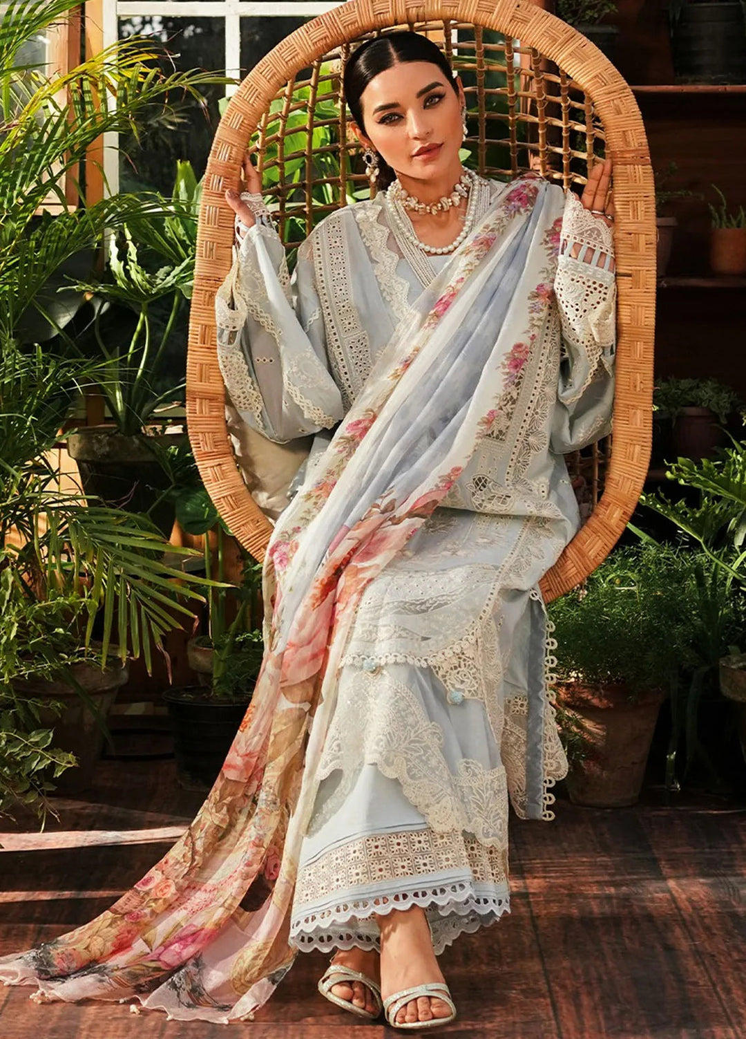 Kahf Embroidered Lawn Suit Unstitched 3 Piece KHF24L KLE-3B - Luxury Collection