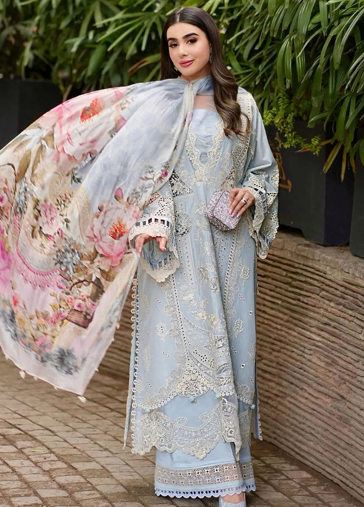 Kahf Embroidered Lawn Suit Unstitched 3 Piece KHF24L KLE-3B - Luxury Collection