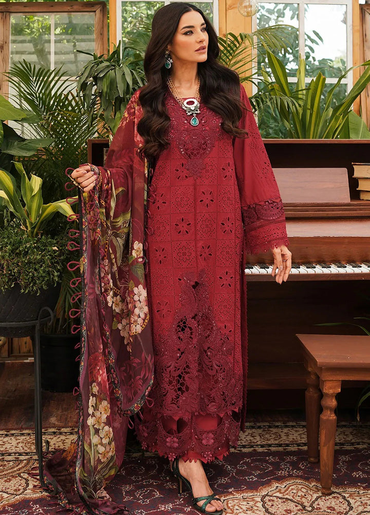 Kahf Embroidered Lawn Suit Unstitched 3 Piece KHF24L KLE-4 - Luxury Collection