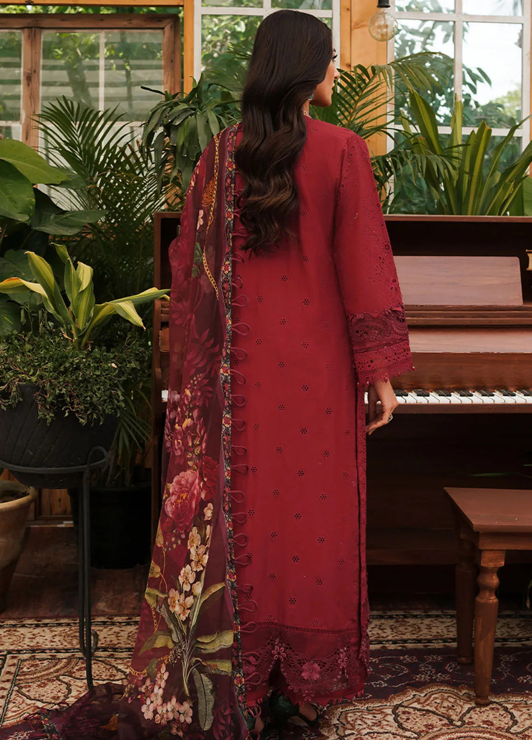Kahf Embroidered Lawn Suit Unstitched 3 Piece KHF24L KLE-4 - Luxury Collection