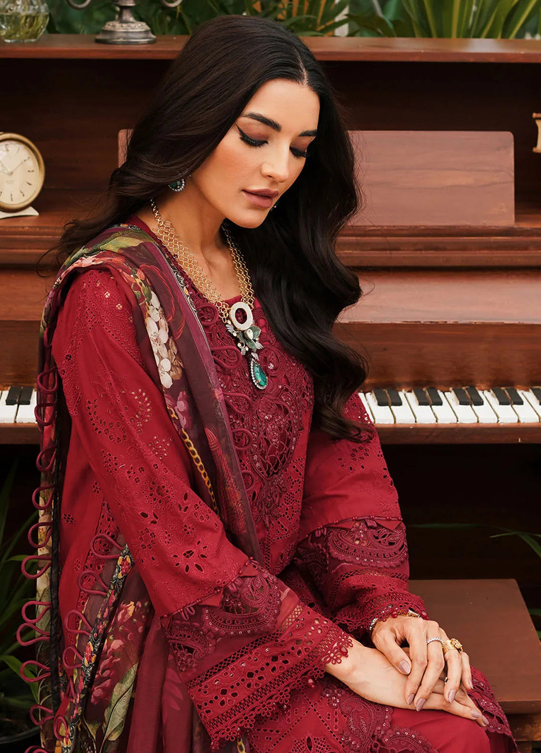 Kahf Embroidered Lawn Suit Unstitched 3 Piece KHF24L KLE-4 - Luxury Collection