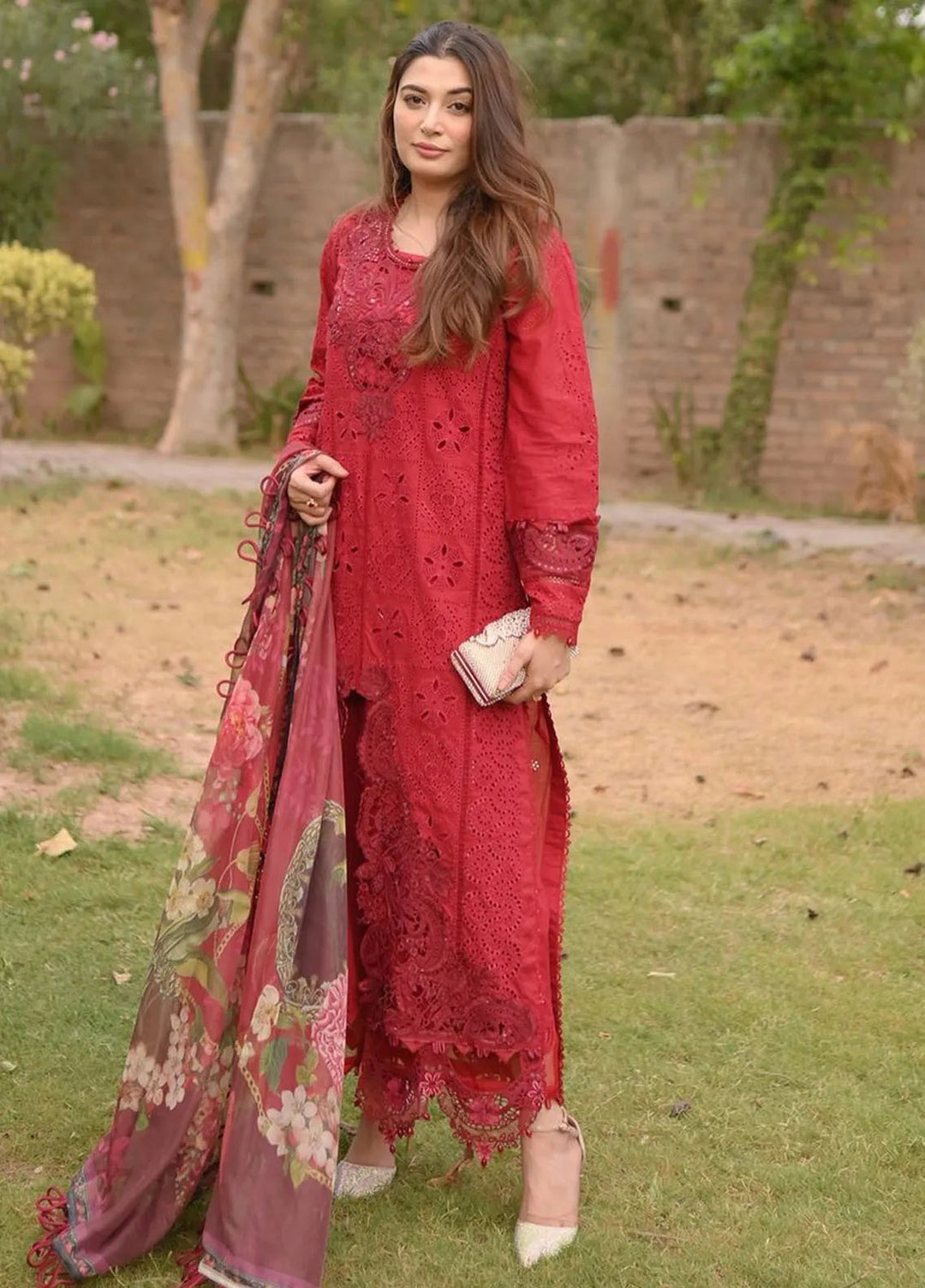 Kahf Embroidered Lawn Suit Unstitched 3 Piece KHF24L KLE-4 - Luxury Collection