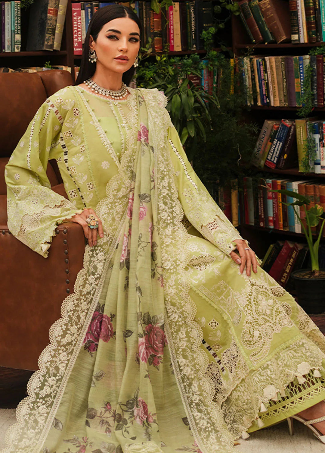 Kahf Embroidered Lawn Suit Unstitched 3 Piece KHF24L KLE-5A - Luxury Collection