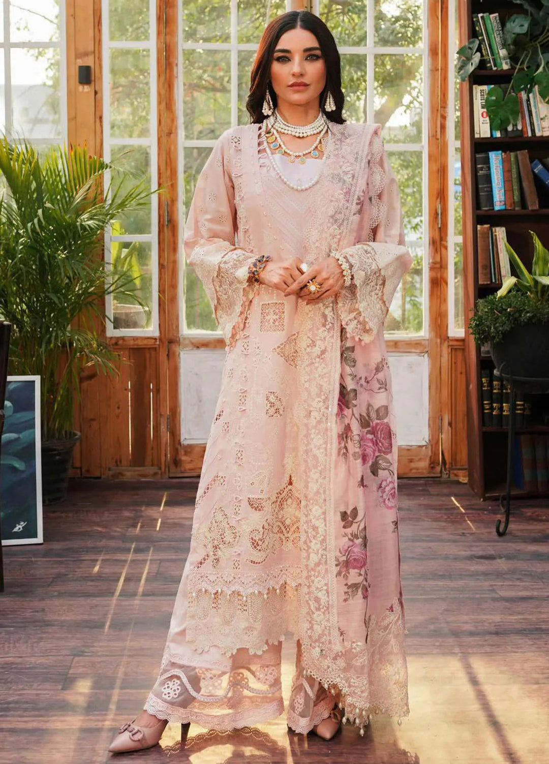 Kahf Embroidered Lawn Suit Unstitched 3 Piece KHF24L KLE-5B - Luxury Collection