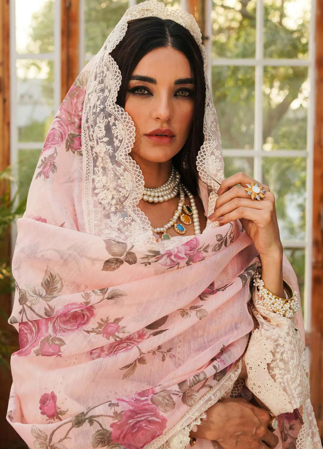 Kahf Embroidered Lawn Suit Unstitched 3 Piece KHF24L KLE-5B - Luxury Collection