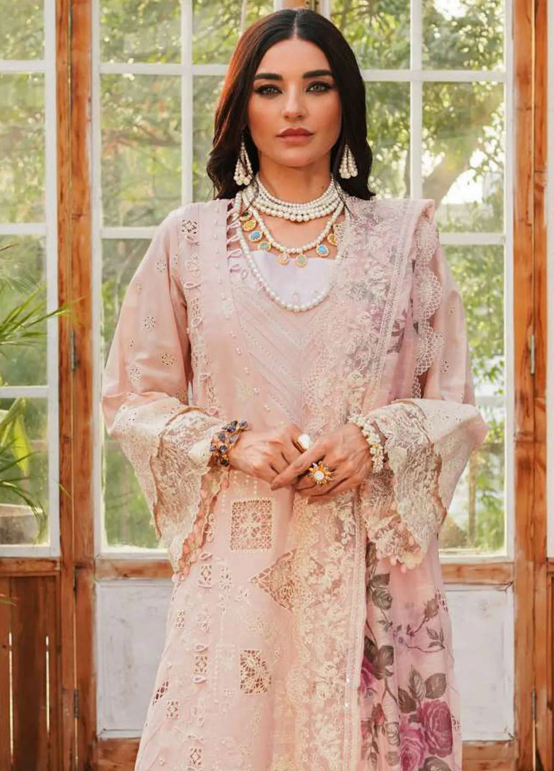 Kahf Embroidered Lawn Suit Unstitched 3 Piece KHF24L KLE-5B - Luxury Collection