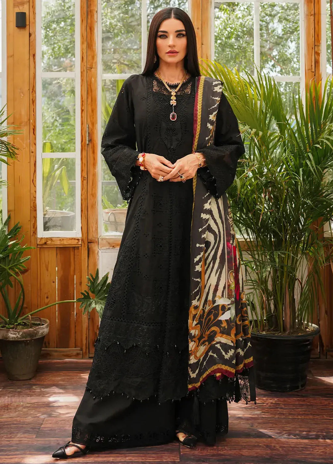 Kahf Embroidered Lawn Suit Unstitched 3 Piece KHF24L KLE-6 - Luxury Collection