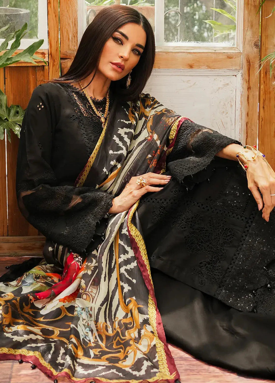 Kahf Embroidered Lawn Suit Unstitched 3 Piece KHF24L KLE-6 - Luxury Collection