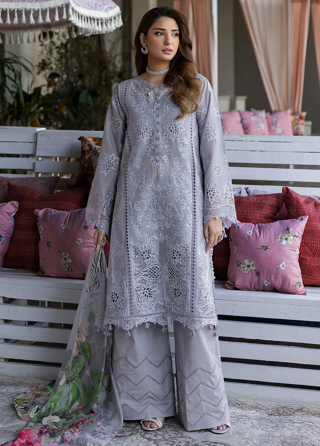Kahf Embroidered Lawn Suits Unstitched 3 Piece KHF25L KLR-04 Lilia - Summer Collection