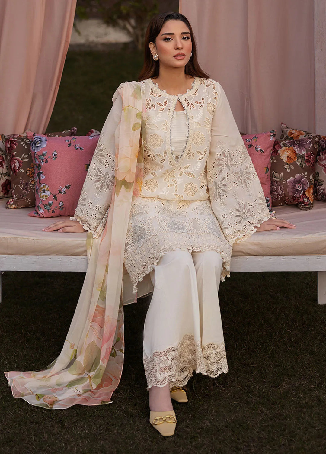 Kahf Embroidered Lawn Suits Unstitched 3 Piece KHF25L KLR-07 Miriam - Summer Collection