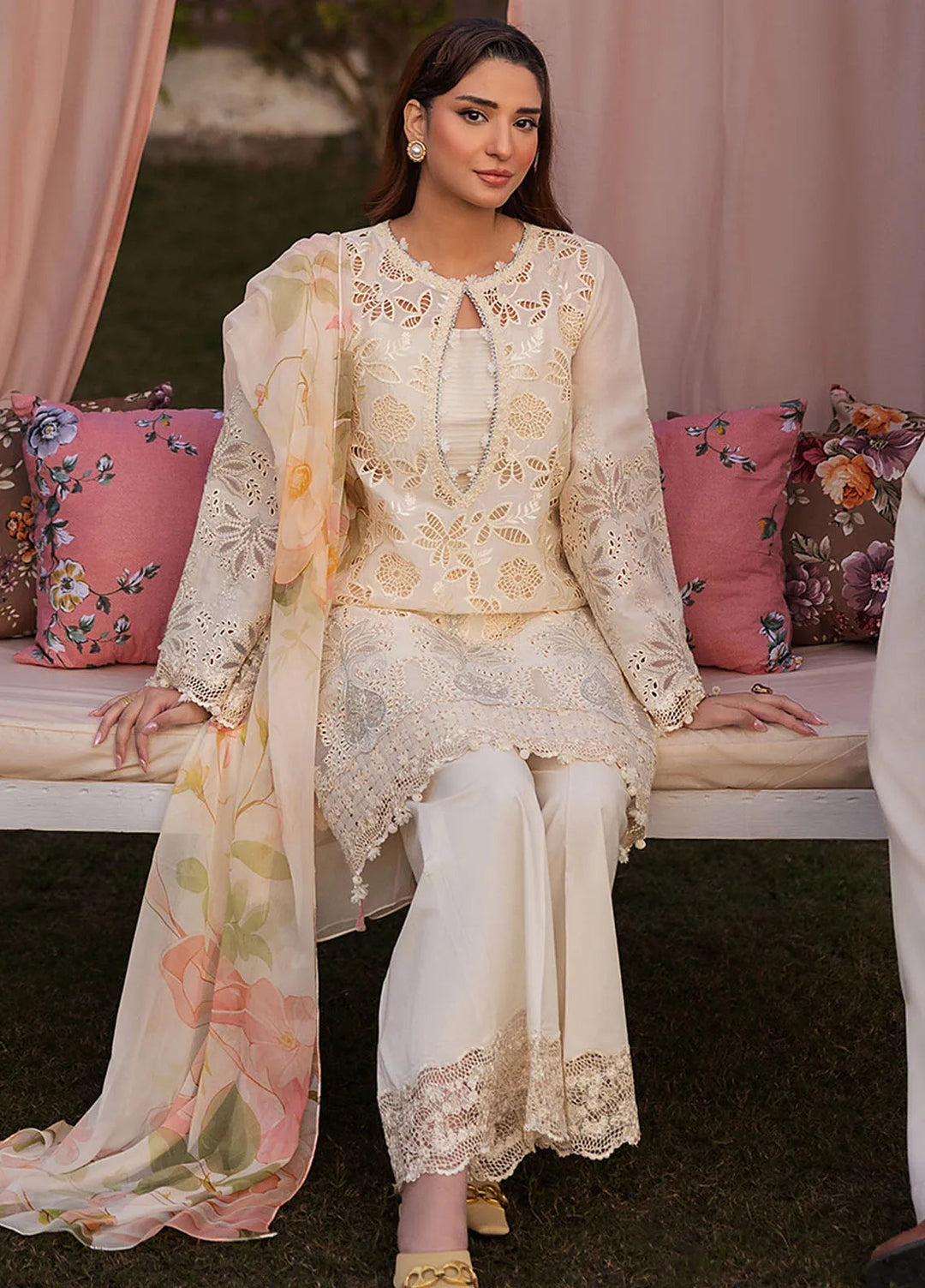 Kahf Embroidered Lawn Suits Unstitched 3 Piece KHF25L KLR-07 Miriam - Summer Collection