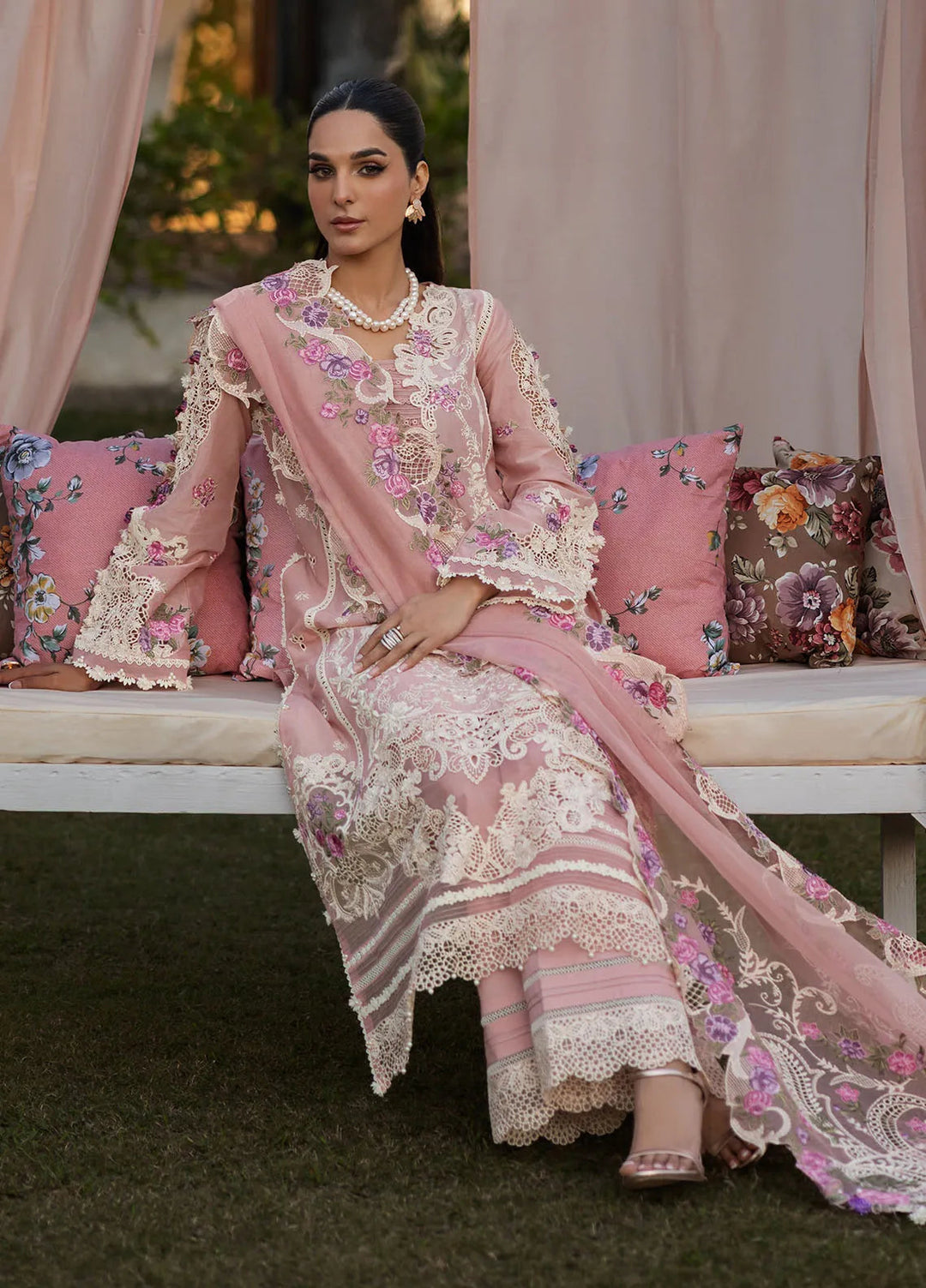 Kahf Embroidered Lawn Suits Unstitched 3 Piece KHF25L KLR-09 Bellerose - Summer Collection
