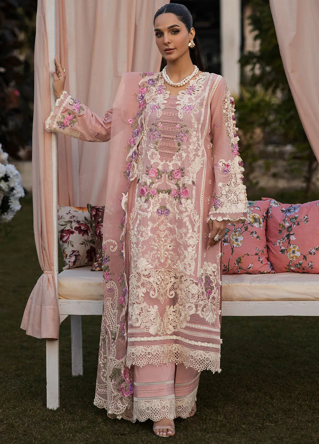 Kahf Embroidered Lawn Suits Unstitched 3 Piece KHF25L KLR-09 Bellerose - Summer Collection