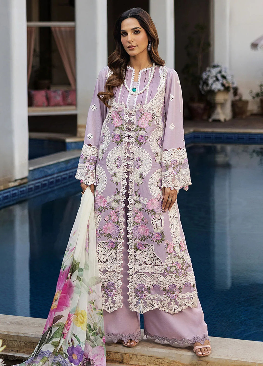 Kahf Embroidered Lawn Suits Unstitched 3 Piece KHF25L KLR-11 Bloom - Summer Collection
