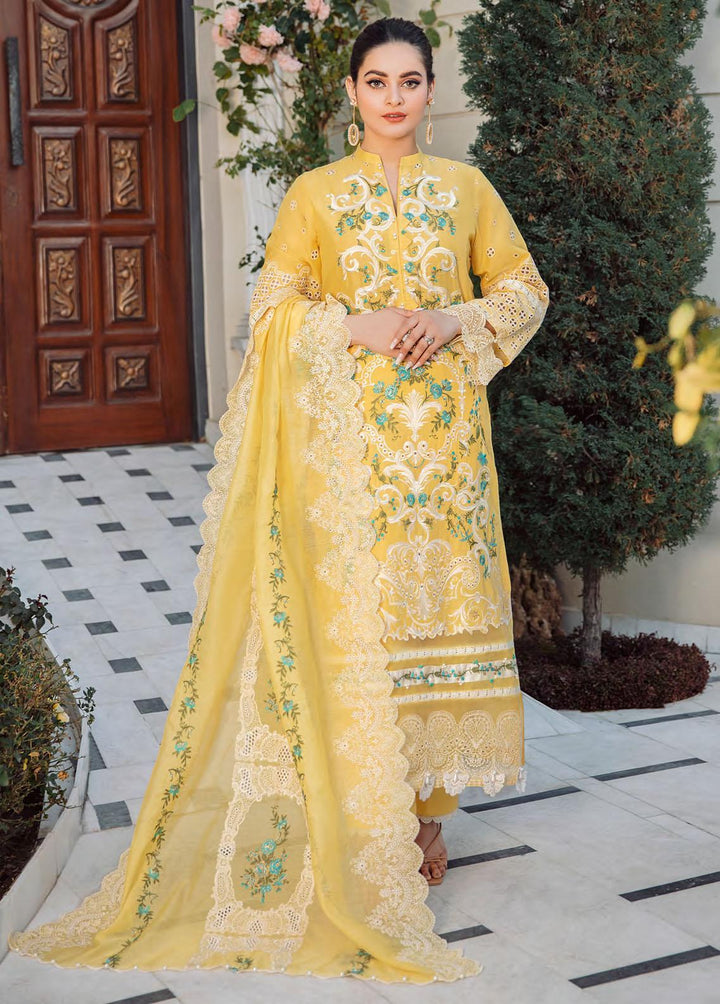 Kahf Premium Embroidered Lawn Suits Unstitched 3 Piece KHF22L KLL-01A - Luxury Collection