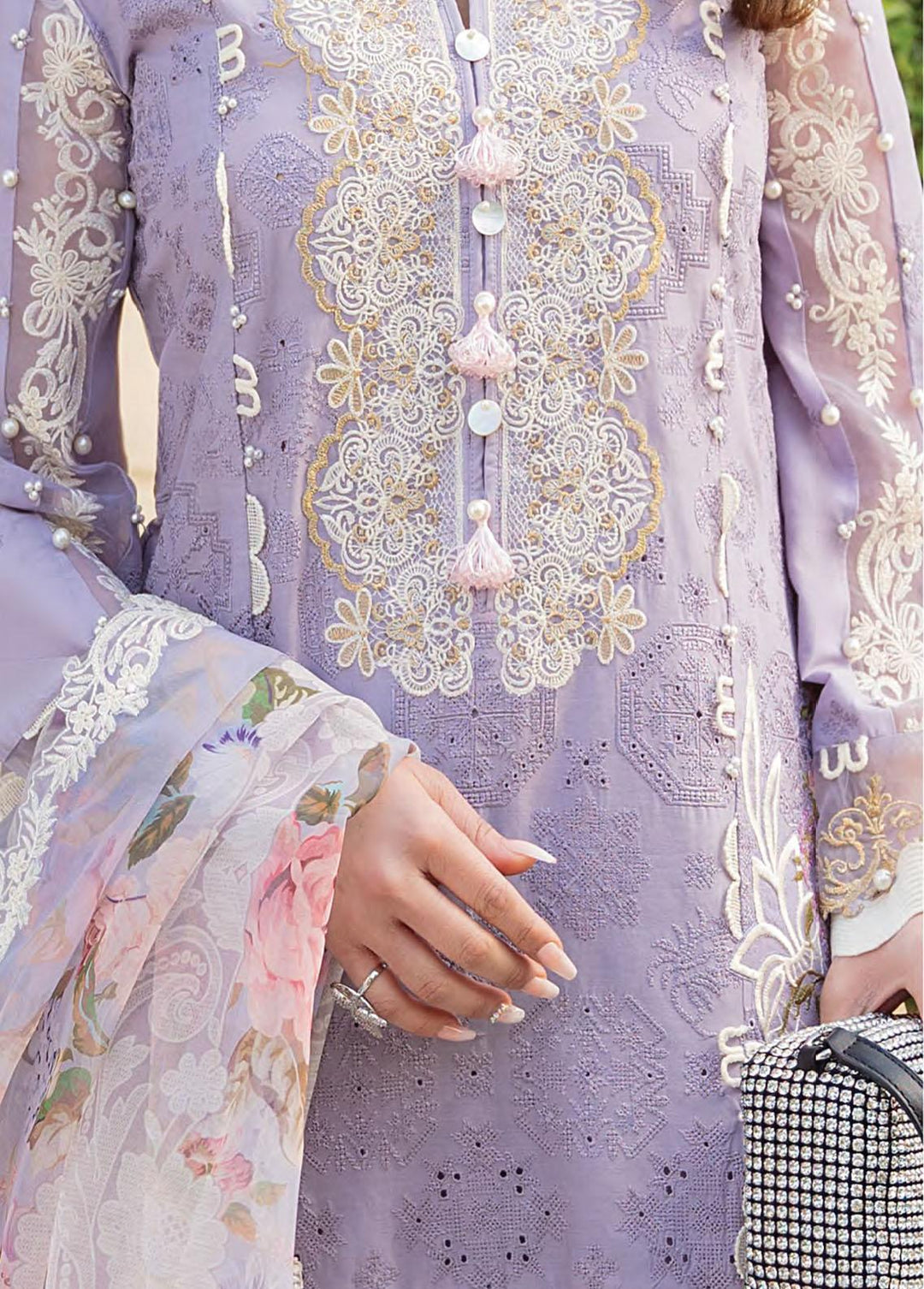 Kahf Premium Embroidered Lawn Suits Unstitched 3 Piece KHF22L KLL-02 - Luxury Collection