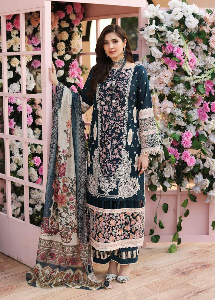 Kahf Embroidered Lawn Suits Unstitched 3 Piece KHF23LL KLC-01A - Luxury Summer Collection