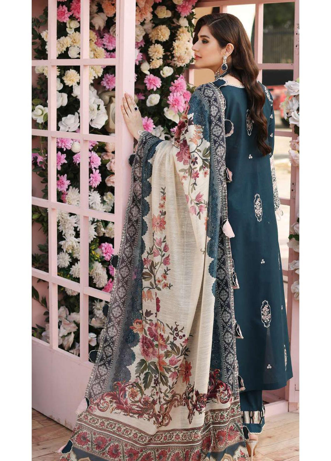 Kahf Embroidered Lawn Suits Unstitched 3 Piece KHF23LL KLC-01A - Luxury Summer Collection