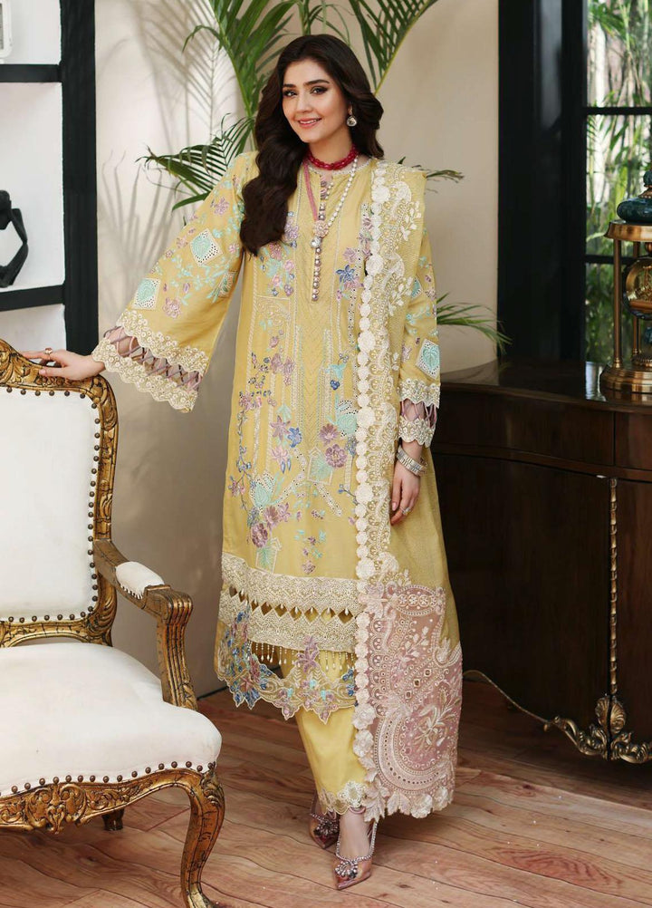 Kahf Embroidered Lawn Suits Unstitched 3 Piece KHF23LL KLC-02B - Luxury Summer Collection