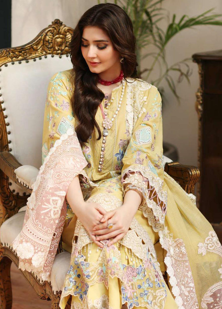 Kahf Embroidered Lawn Suits Unstitched 3 Piece KHF23LL KLC-02B - Luxury Summer Collection