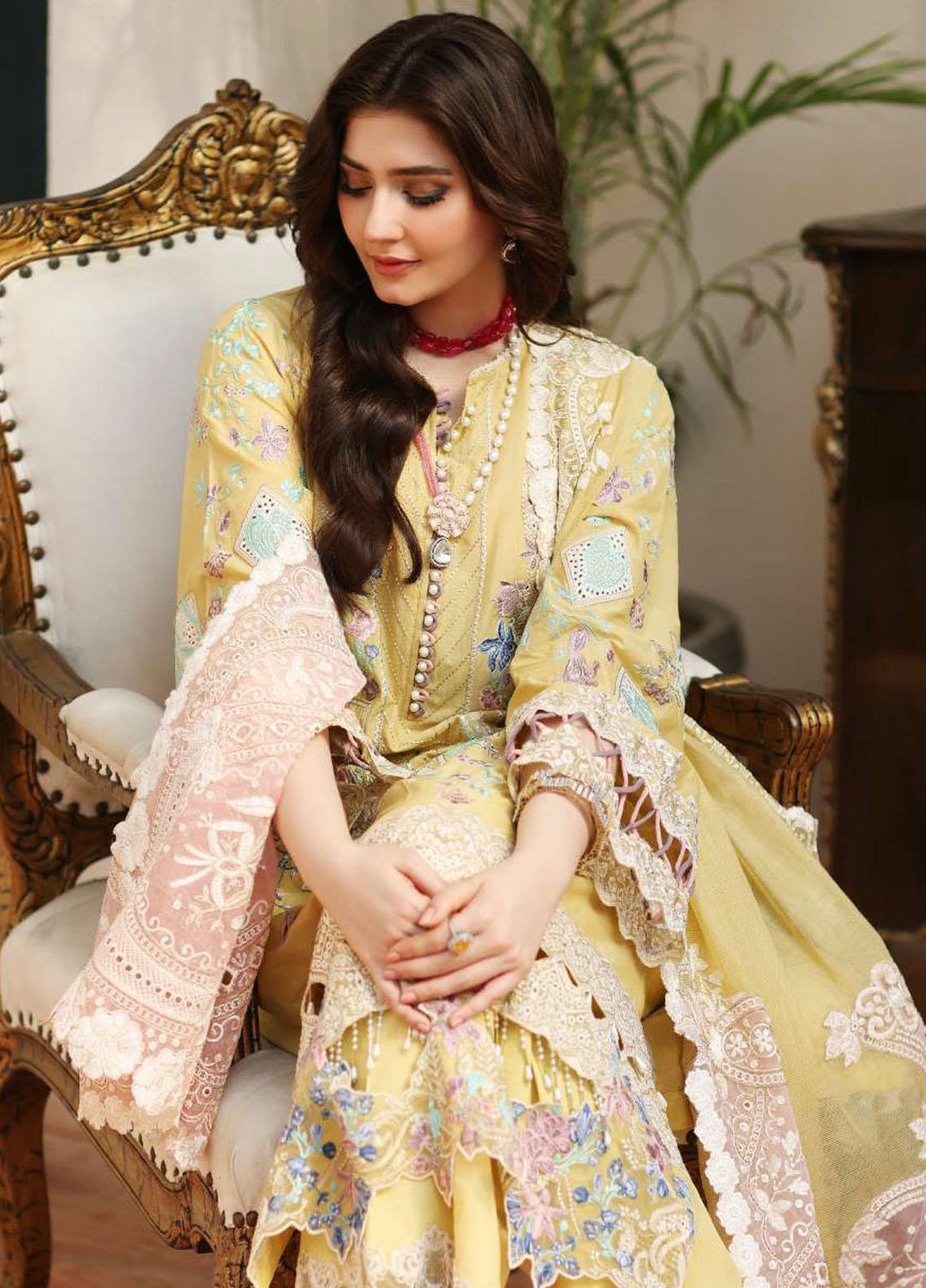 Kahf Embroidered Lawn Suits Unstitched 3 Piece KHF23LL KLC-02B - Luxury Summer Collection