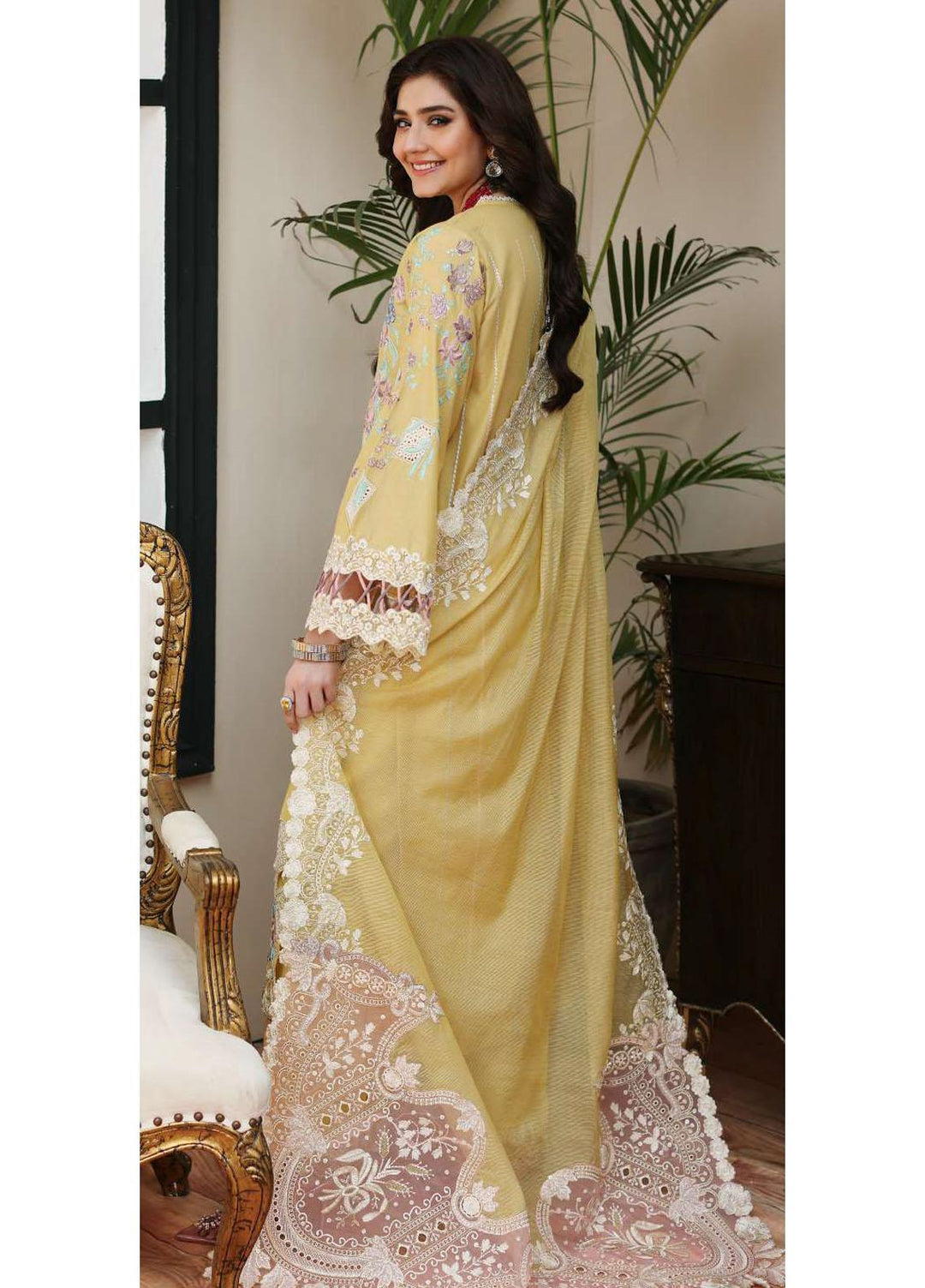 Kahf Embroidered Lawn Suits Unstitched 3 Piece KHF23LL KLC-02B - Luxury Summer Collection
