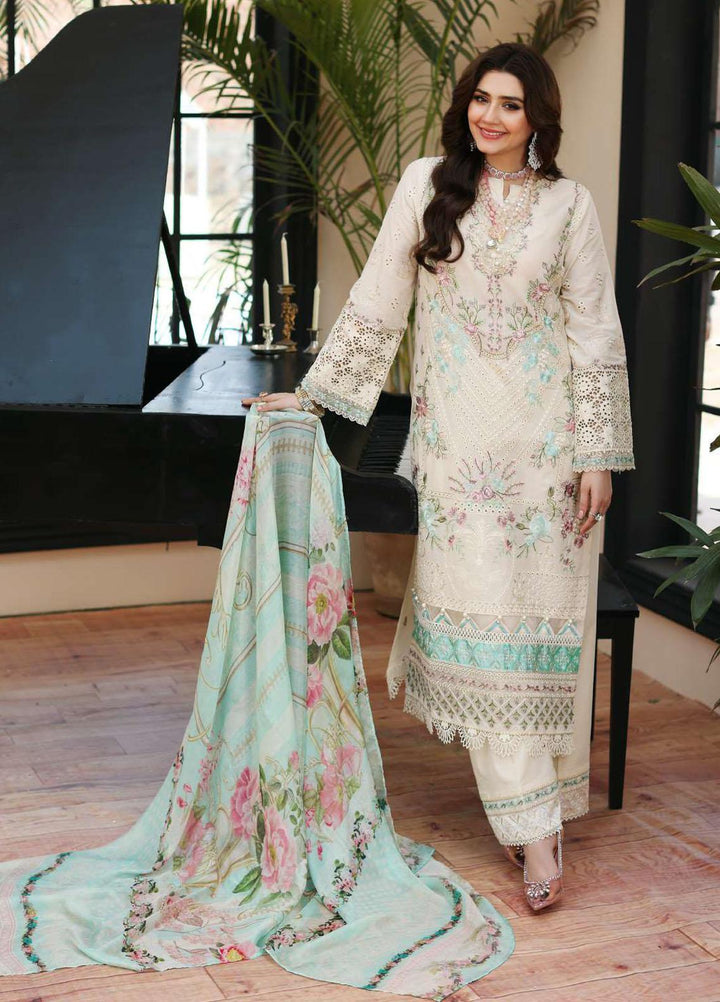 Kahf Embroidered Lawn Suits Unstitched 3 Piece KHF23LL KLC-07A - Luxury Summer Collection